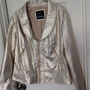 CHRISTINA GOLD CROC FAUX LEATHER JACKET SIZE XL NEW NO TAG